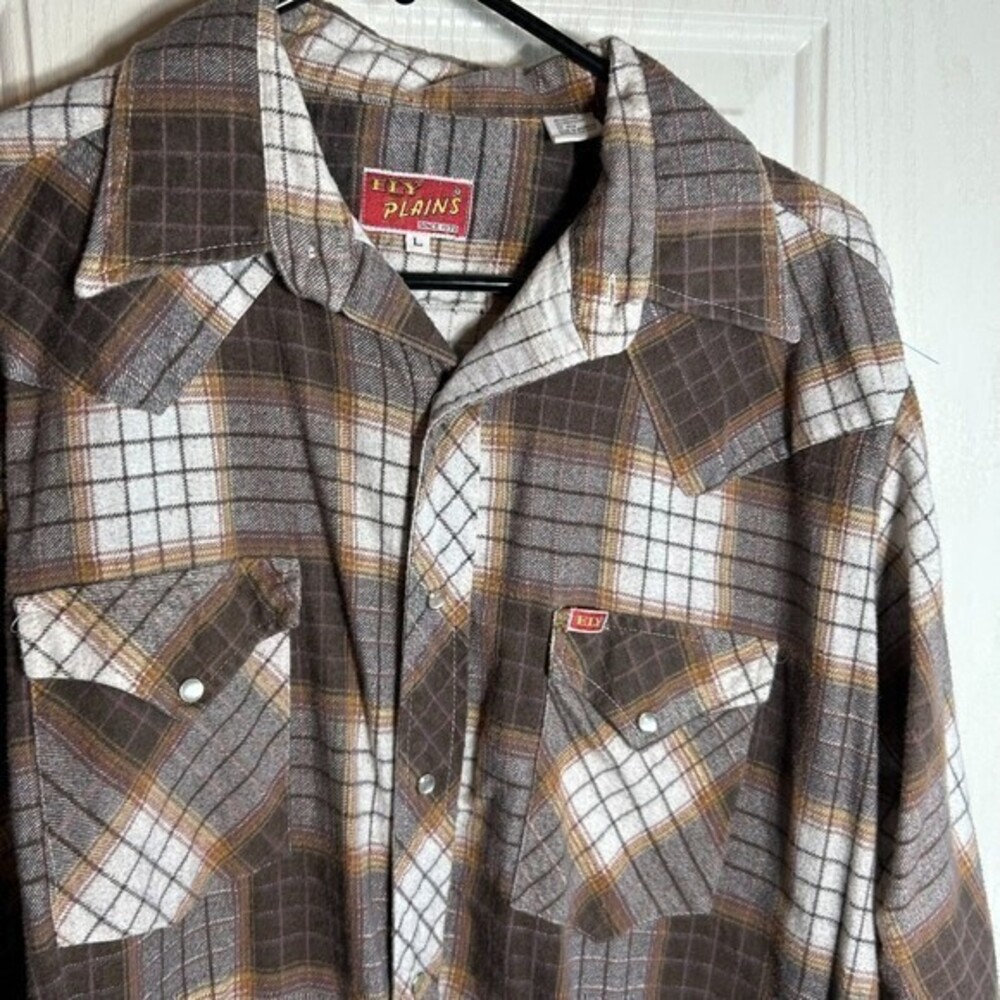 FLY Plains Long Sleeve-‎ SIZE: L Multicolor Plaid Pearl Snap
